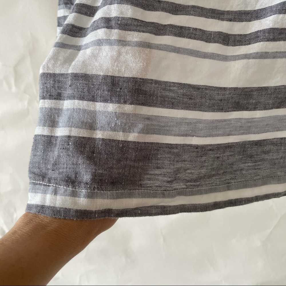 Artisan NY gray white stripe linen short sleeve shirt Small - Picture 9 of 9